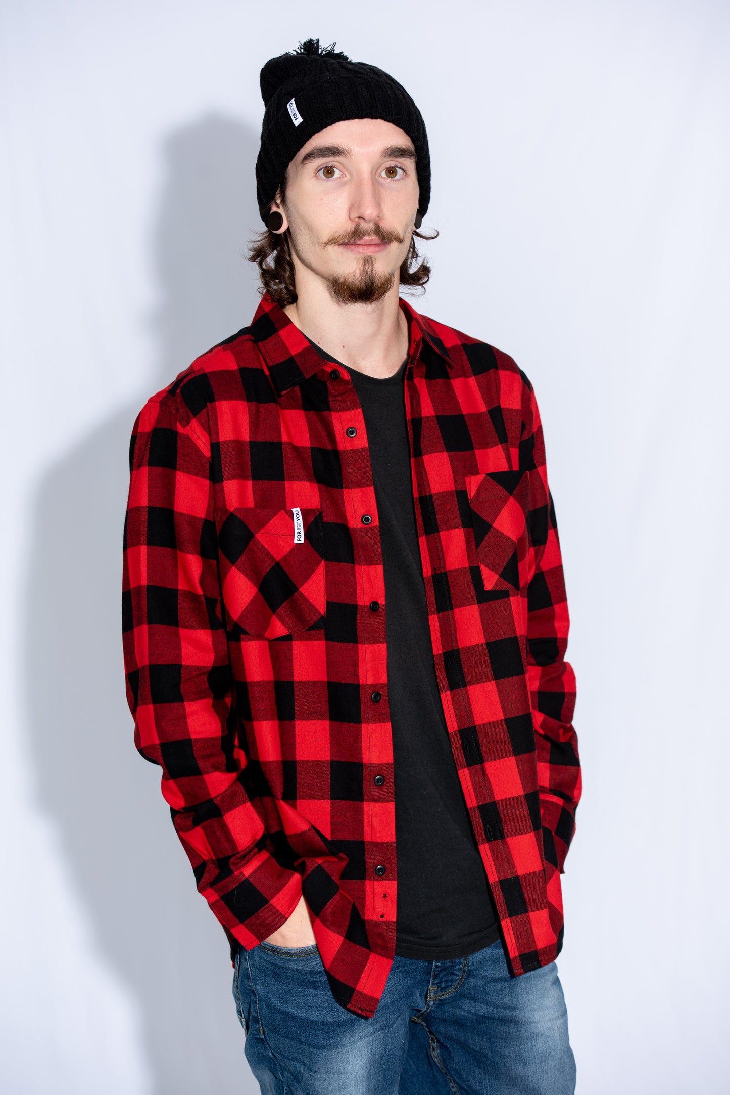 Chemise à Carreaux Noire & Rouge Unisexe