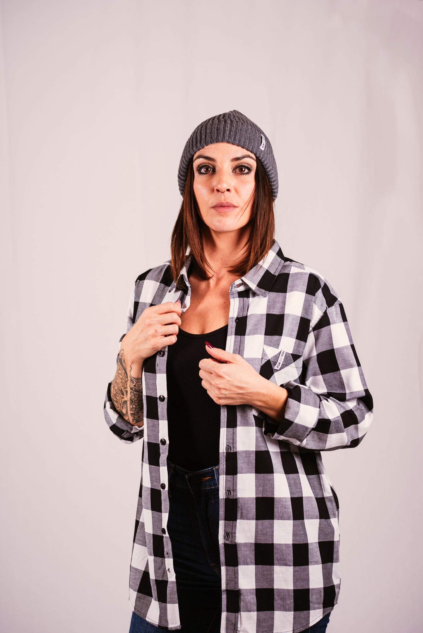 Chemise à Carreaux Noire & Blanche Unisexe