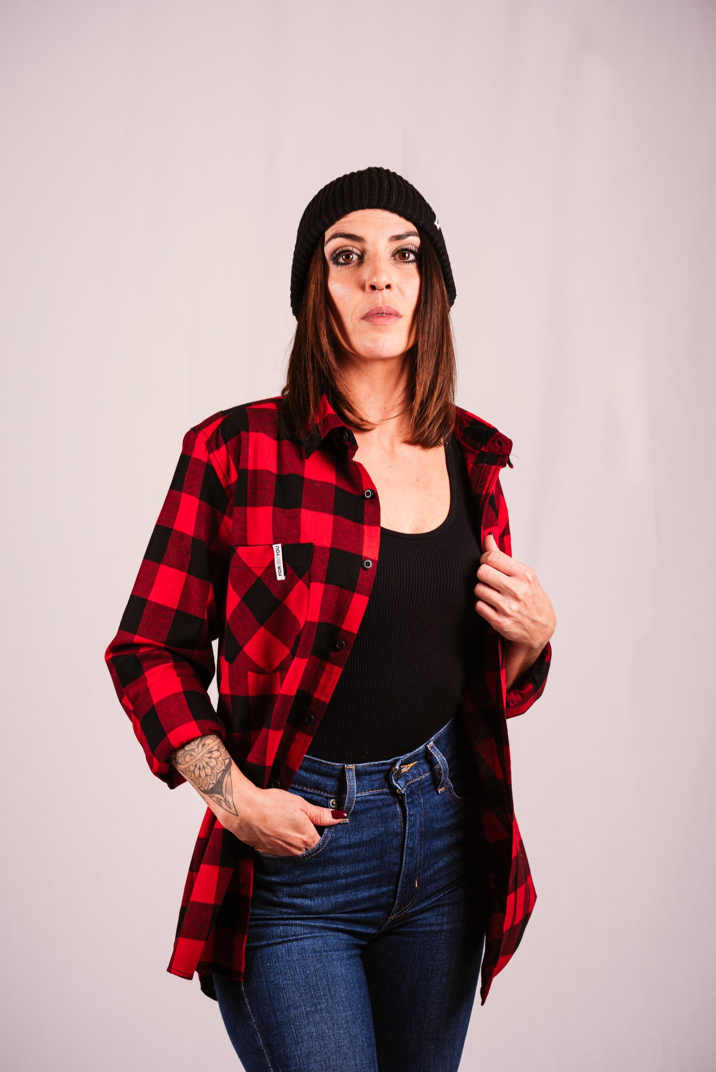 Chemise à Carreaux Noire & Rouge Unisexe